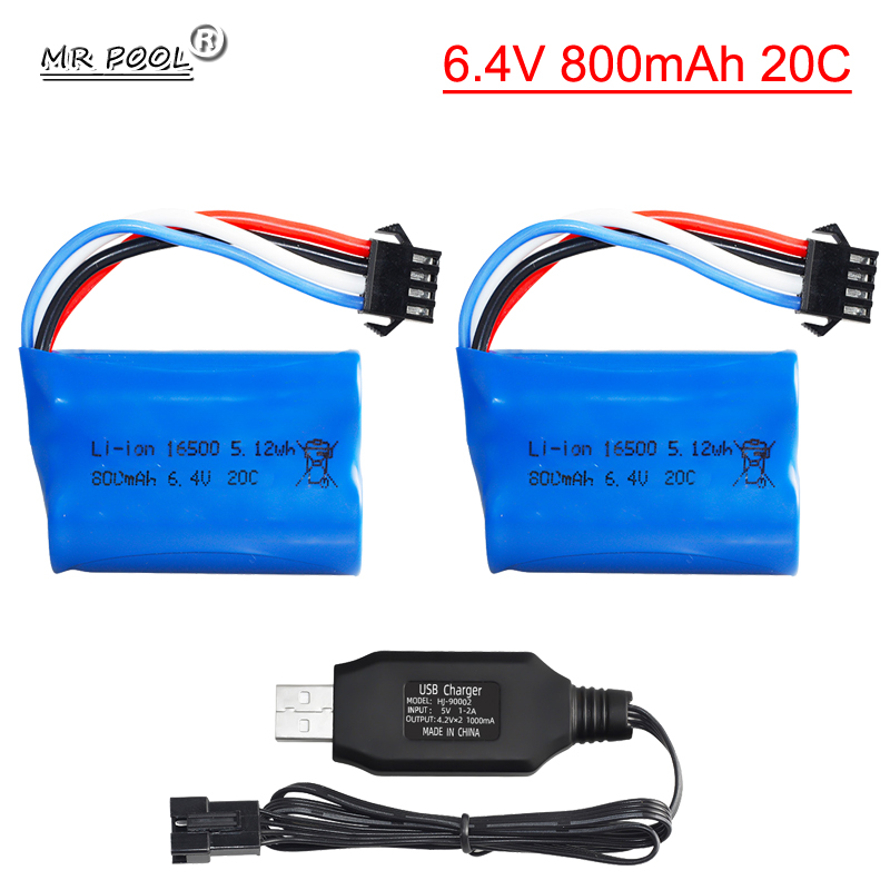 2pcs 6.4V 800mAh Li-ion Battery for 18628 18629 18428 18429 High